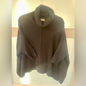 Loft black poncho cowl neck sweater size medium